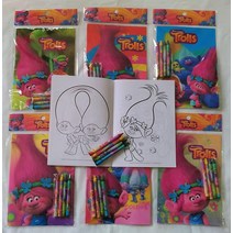 Itisyours 드림웍스 트롤 컬러링 북 12개와 크레용 48개 세트 어린이 디즈니 파티 선물 가방 필러 4445466108