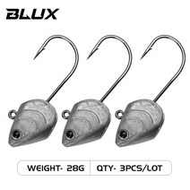 BLUX BLOD SHAD 80mm 105mm 소프트 낚시 루어 지그 헤드 블랙 테일 미노 인공 실리콘 미끼 바다 농어 스윔 베이트 기어149408, 28G 3pcs