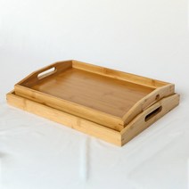 홈시그널 우드 사각 나무 트레이 손잡이 쟁반 2개