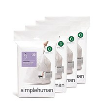 Simplehuman 맞춤형 핏 쓰레기통 라이너 C 10리터 2.6갤런 20개 (4팩)