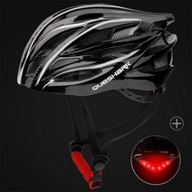 QUESHARK 남성 여성 초경량 사이클링 헬멧 Led 미등 MTB 도로 자전거 오토바이 타기 통풍 안전 캡, 56cm-62cm, 06 White with Light