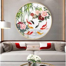 대나무 모란 평안 구어도 원형 보석십자수 AB 비즈 큐빅 비즈보석십자수 다이아몬드 고체풀, 50X50cm