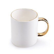 골드라인 샤이니 카페 골드링 머그컵 330ml 11oz, 크림 화이트