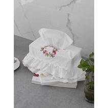 딸아이방 레이스자수 티슈케이스 북유럽스타일주방 모던한 화장대소품, 원형리스