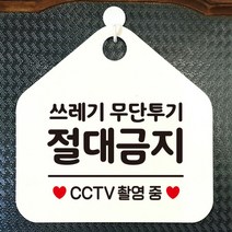쓰레기무단투기 절대금지 CCTV 촬영중 오각안내표지판 매장알림판 매장안내문구판 화이트판, 문구색상/블루