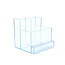 드릴링머신 전동 드릴 다축 탁상 드릴링 머신 투명 네일 비트 홀더 아크릴 디스플레이 매니큐어 도구 3 행 10 구멍 클리어 스토리지 박스, [04] Transparent blue