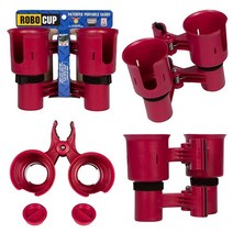 ROBOCUP 12가지 색상 컵 홀더 업데이트 버전 음료 거치용 낚싯대폴 보트 해변 의자 골프 카트 휠체어 보행기 드럼 스틱 마이크 스탠드용 (블랙), Red