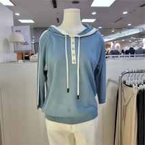 샤이린 DP01 후드 단추 배색 니트 Sa2msw704