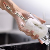 스텐 손잡이 우레탄 병솔 텀블러세척 주방청소 설거지 솔, 1개, 리필(수세미2P)