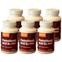 자로우 포뮬러스 판토텐산 B5 100정 Pantothenic Acid B5 500 mg 100 VEG CAPSULES, 6개, 100캡슐