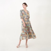 컬러 페이즐리 브이넥 원피스