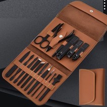 프리미엄 네일케어셋트 알류미늄재질손톱깍기 인조피혁케이스, 브라운