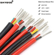 동파방지열선 1M Sq 0.3 0.5 0.75 1 1.5 2 2.5 4 6mm 소프트 실리콘 고무 케이블 3 6 코어 절연 유연한 구리 고열선, [01] Black, [01] 2 Cores, [08] Square 4.0mm