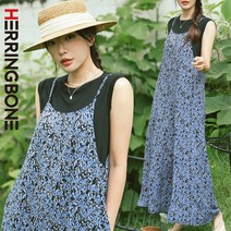 헤링본 데일리 여름 민소매 끈나시 뷔스티에 와이드 루즈핏 점프수트 HF119