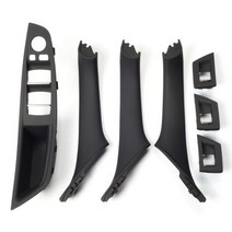 BMW 5 시리즈 F10 F18 왼쪽 드라이브 LHD 7Pcs 2010-2016 베이지 블랙 탄소 섬유 자동차 인테리어 도어 핸들 플레이트 장식 커버 비엠더블유 에 적합 7 개