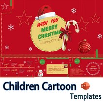 125 + 크리스마스 만화 어린이 귀여운 파워 포인트 템플릿 PPT, 한개옵션0