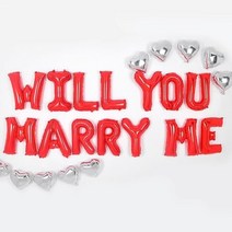 오너클랜 WILLYOUMARRYME메세지 청혼 은박풍선-레드 풍선행사[WCA403A]