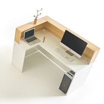 MN1561 필웰 안내데스크 카운터 ㄱ자 인포메이션 1400 DVX 학원 빌딩로비 사무용책상, 잉글리쉬오크, 좌측 (MN1561)