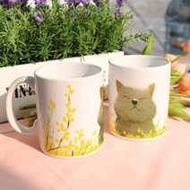 디자인머그컵2p-피어나는고양이