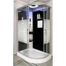 간이 샤워부스 코너 라운드 샤워 파티션 글램핑장, 80x100 블랙 왼쪽