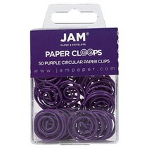 JAM PAPER 원형 종이 클립 - 원형 종이 클립 - 블랙 - 50/팩, Purple