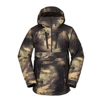 Volcom 남성용 표준 브라이튼 풀오버 아나록 후드 스노우보드 재킷 카모플라주 S3 스몰