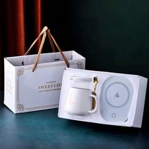 커피 머그잔 가열 패드 컵 워머 항온 코스터 USB 전기 매트 세트 밀크 티 온수기 가정 사무실 선물, 03 White Gift Set_05 UK Plug, 03 White Gift Set_05 UK Plug