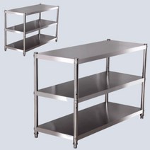 스텐 작업대 업소용 주방 선반 식당 조리대 하부장 2단 작업다이 이동식 보조 싱크대 음식점