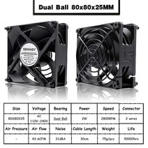 돈풍기 YOUNUON 60mm 120mm EC 브러시리스 팬 AC 110V 축 (Srews/Grill 포함) 6025 9225 12025 12038, 04 Ball  80x80x25MM