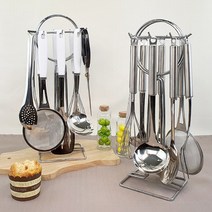 키친아트 조리도구세트 9종 키친툴 국자 요리 거치대, 화이트