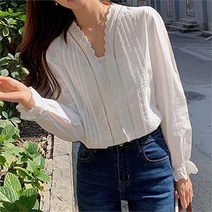 오노마 오노마 ONM 물결 레이스 펀칭 블라우스 여학생 캠퍼스 패션 코디 (9086834)