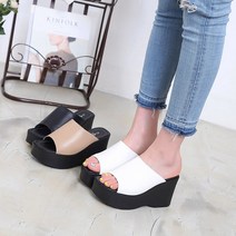 10cm 키높이 베이직 슬리퍼 웨지힐 통굽 여성 실외화