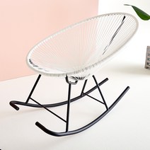 아카풀코 코드 야외의자 에그체어 흔들의자 안락의자 쿠션포함 라탄의자, 화이트, 스윙, 화이트쿠션