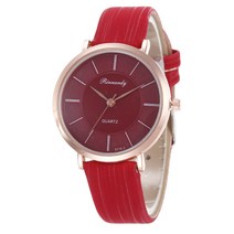 여학생손목시계 핫한 캐쥬얼 스타일리쉬 여성 가죽밴드손목시계 초슬림 다이얼 심플 눈금 석영 테이블 693945239, 레드