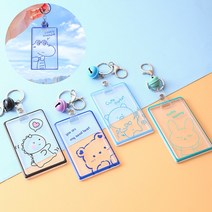 캐릭터 사원증 케이스 교통카드 포터카드 홀더 명찰 신분증 아크릴 투명 목걸이줄, 아기곰