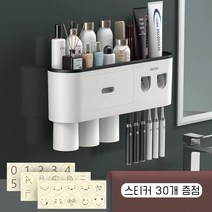 DND 칫솔걸이 꽂이 거치대 치약디스펜서 욕실 수납선반 (주)존글로벌, 3구