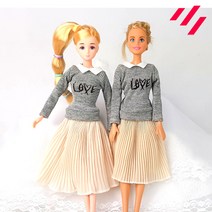 인형옷 드레스 캐주얼 26종, b_24.회색LOVE티 2p