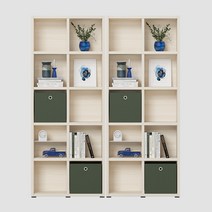 한샘 샘 책장 5단 80cm X 2set 시공(컬러 택1), 그레이_책장/내추럴오크_선반(H)