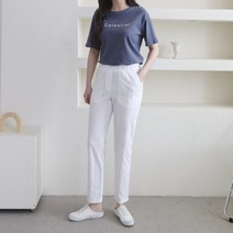 여자 여름 베이직 심플 밴딩 린넨 배기 일자핏 바지