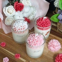 카네이션캔들 / 플라워캔들, 화이트레드, 라벤더