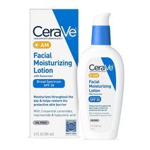 CeraVe AM 페이셜 모이스처라이징 로션 & 선스크린 3 oz SPF 30 오일 프리 논코메도제닉, [01] 3 Fl Oz(1팩), 3 Fl Oz(1팩)