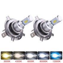 해외직구 2Pcs H7 LED 전구 슈퍼 밝은 CSP 자동차 안개 조명 헤드 라이트 12V 24V 8000K 6000K 화이트 운전 하루 실, H9, 6000 천개 차가운 흰색
