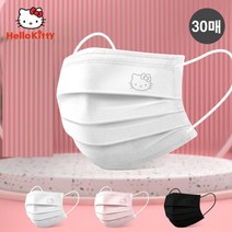 헬로키티마스크 헬로우키티 캐릭터 덴탈 마스크 대형 화이트 블랙 핑크 성인용, FREE, 핑크(30개입)