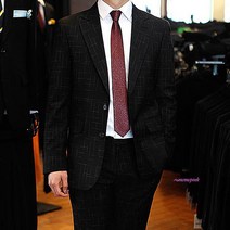 캐주얼정장 남자 수트 남성 체크패턴 블랙klm452