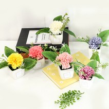 납골당 인테리어 퐁퐁 국화 조화 꽃 파스텔알륨 미니 조화화분, 미니 조화화분 파스텔알륨 핑크