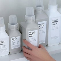 꿈꾸는 키친 세탁 세제 소분 용기 600ml 4P + 방수라벨지 4P, 그레이 1세트