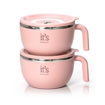 키친아트 라팔 스텐레스 핸들 라면기 2P, 핑크