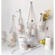 친환경 에코백 튼튼한 캔버스 크로스백 드링크백 텀블러 휴대용가방
