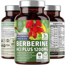 천연 프래미엄 베르베린 Premium Berberine Plus 1200mg 노화 방지 세포 건강 에너지 혈당 소화건강 및 체중 감량 관리 지원, 120 정