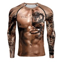 신박한직구 남성 3D 근육 몸짱 타투 속건 피트니스 착시 티셔츠